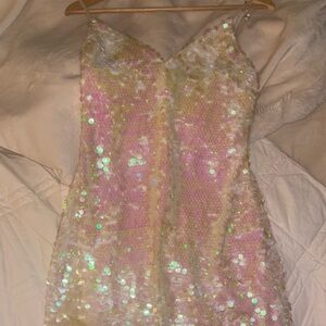 Ramy Brook Sequin Pink Iridescent Mini Dress